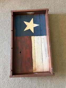 Wooden tray Texas flag approx. 14”x24”