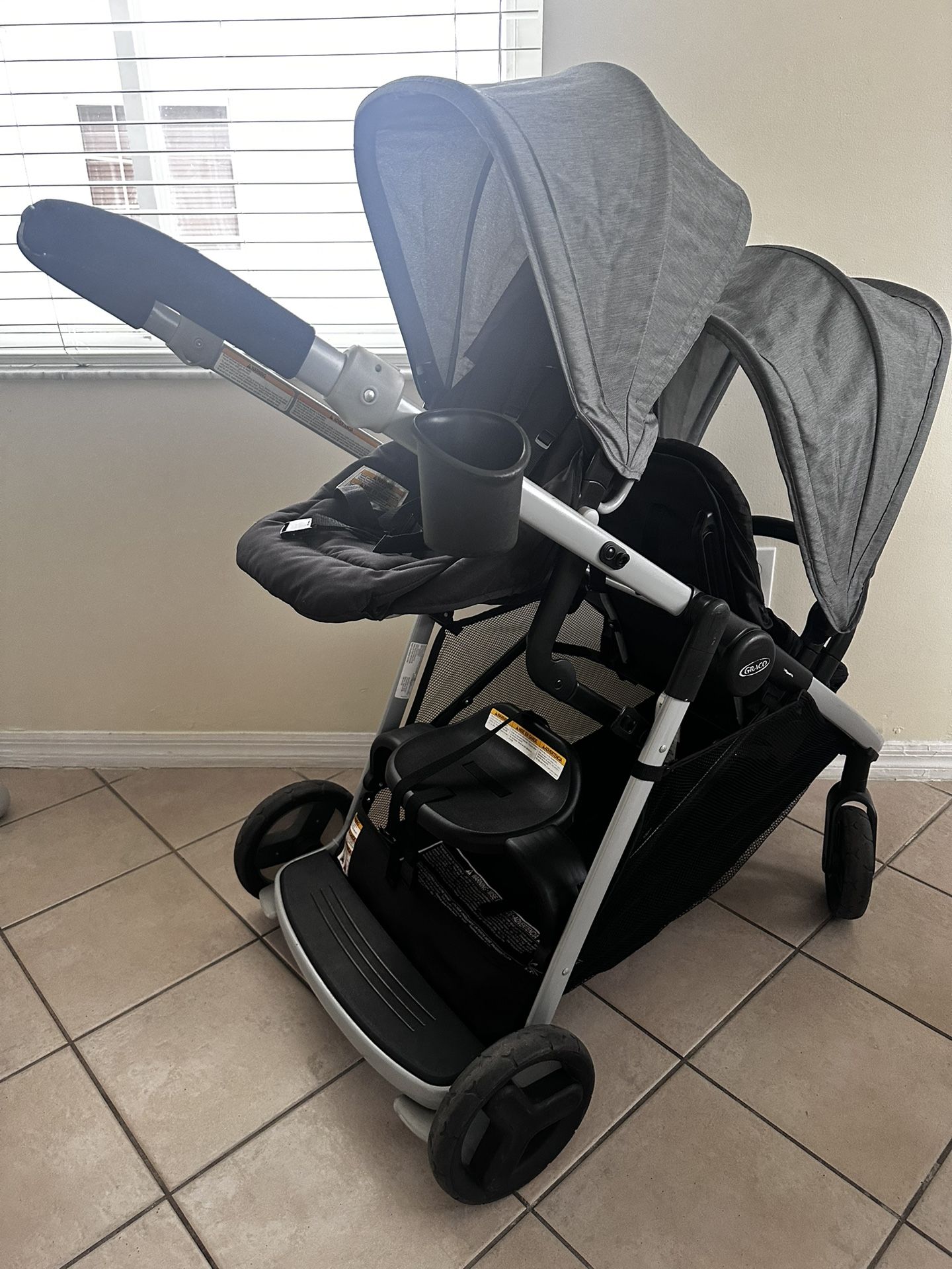 Graco Ready2Grow LX 2.0 Double Stroller, Dual Baby Stroller with Bench Seat and Standing Platform