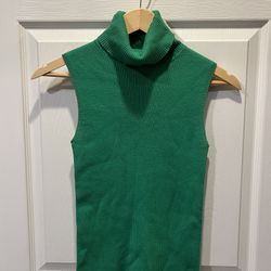 MODA International Emerald Green Sleeveless Turtleneck Sweater, Size: Medium (M)