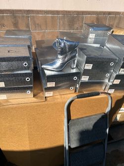 Silver Croc-Embossed Heeled Ankle Boots
