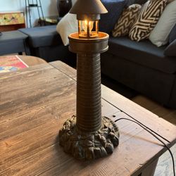 Antique 1920’s Nautical Bronze Lighthouse Table Lamp Art Deco 14”