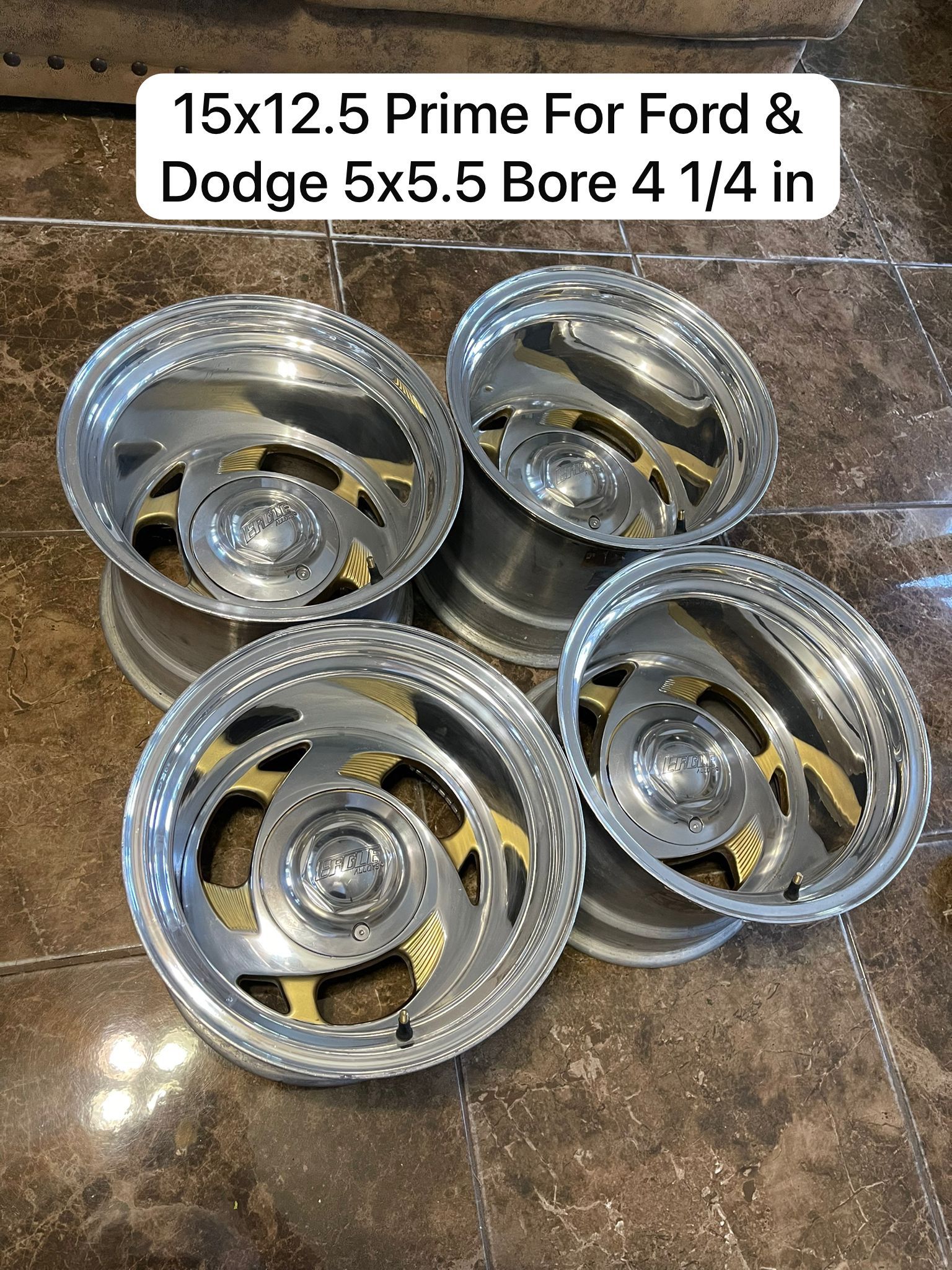 15x12.5 Prime Wheels Old School style for Ford & Dodge 5x5.5 Bolt pattern