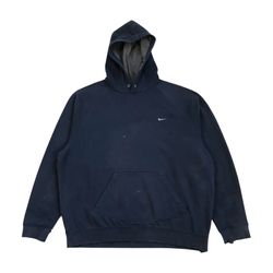 VINTAGE NIKE HOODIE XL MENS BLUE SWEATSHIRT PULLOVER MINI SWOOSH TRAVIS SCOTT