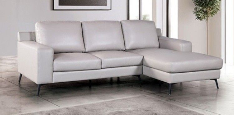 Brand New Grey Leather Modern Style Sectional Sofa