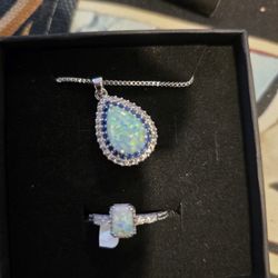 Opal Necklace And Ring Set