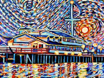 Stearns Wharf Original Painting by Local Artist Warren Willowdale
