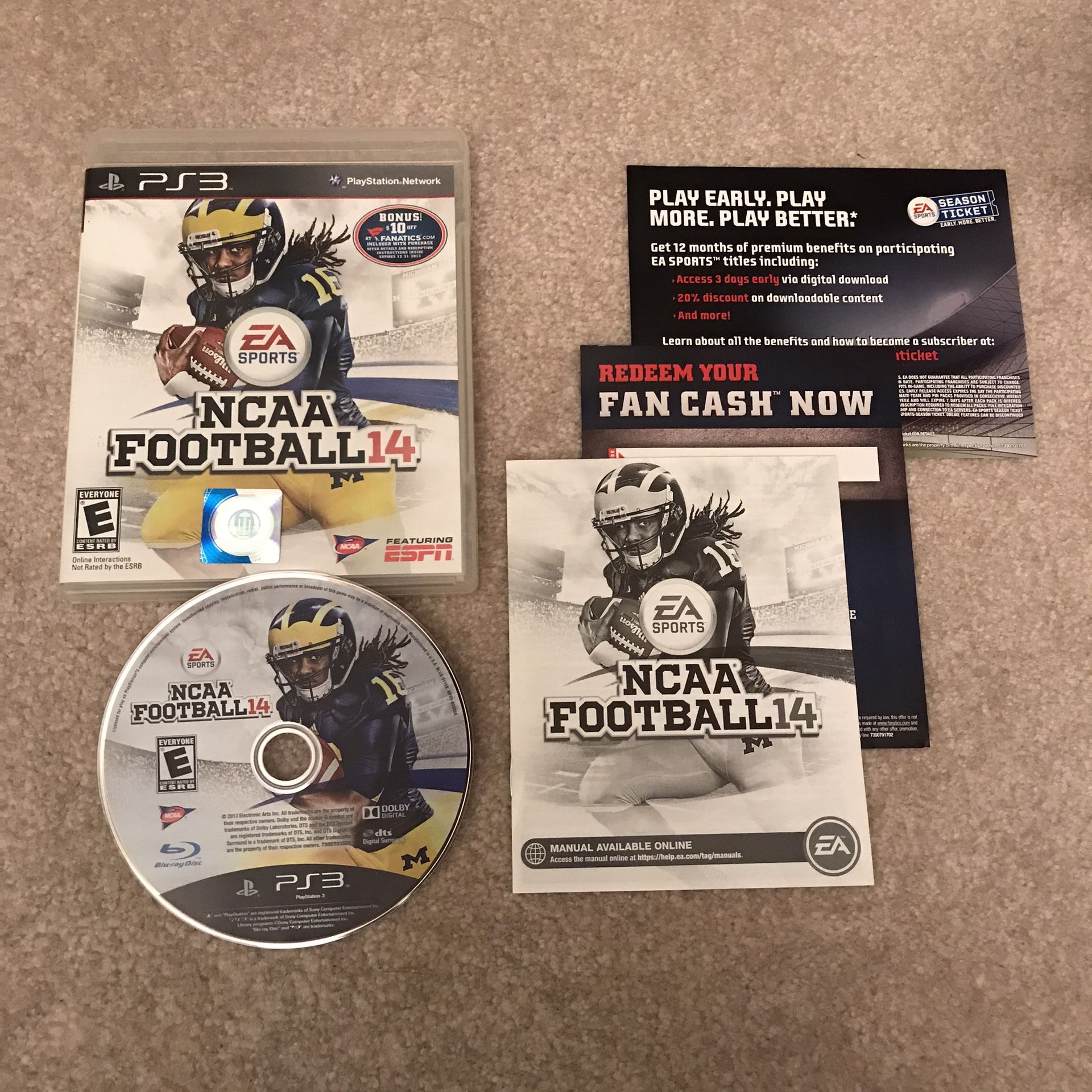 NCAA Football 14 ps3 playstation 3 college sports video game rare clean complete disc case manual