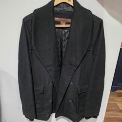 Perry Ellis Black Wool Blend Coat Size M
