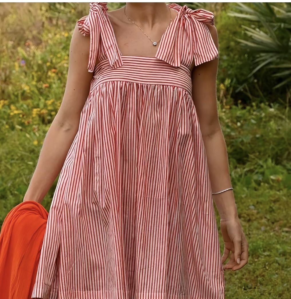 Midi Red And White Stripe Dress