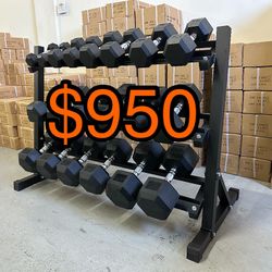 Dumbbell Set 5lb - 50lb With Heavy Duty 3 Tier Rack Brand New🏋🏽‍♂️  In The Box📦 