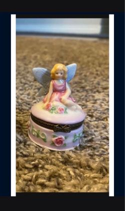 Pink Fairy Hinged Porcelain Trinket Box