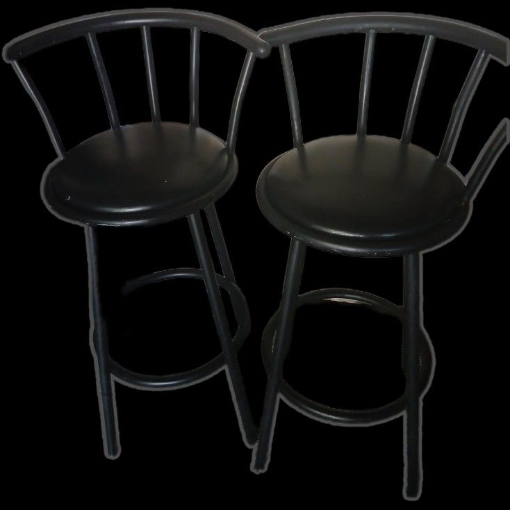 Used 2 Black Metal SWIVEL Bar Chairs
