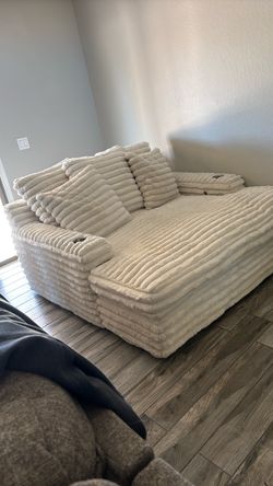 Oversized Cream Corduroy Loveseat Recliner