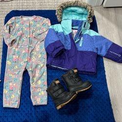 Baby Girl Snow Jacket With Snow Boots 