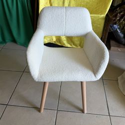 Desk Chair Without Wheels, Vanity Chair, Makeup Chair, Comfortable Accent Chair for Living Room, Dining Room, Bedroom, Home Office, Mid-Century Modern