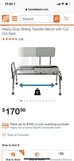 DMI Heavy-Duty Sliding Transfer Bench with Cut-Out Seat