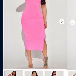 pink seamless off shoulder dress