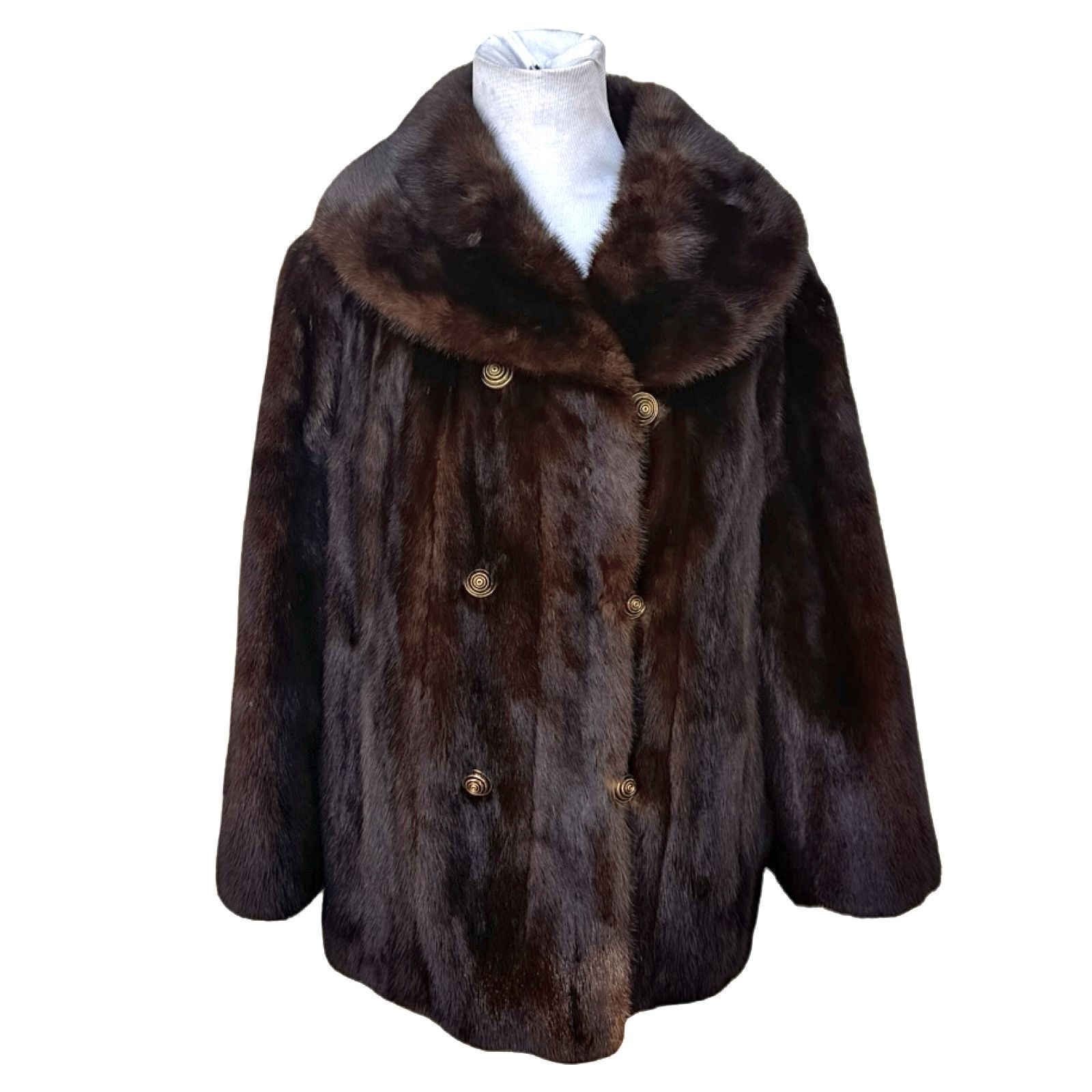 Vintage Dark Brown Real Mink Fur Coat By Umpa Women’s Size Large Fit 