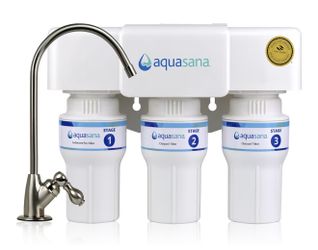 Aquasana Under Sink Water Filter | 3-Stage Filtration | Certified to Reduce up to 99.99% of PFAS, Lead, Chlorine, & More | Under Counter Drinking Wate