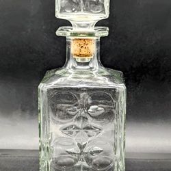 10" VTG Green Glass Walker Deluxe Bourbon Decanter w/Cork Stopper 