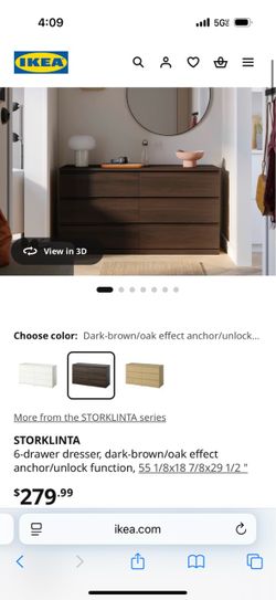 6-drawer dresser, dark-brown/oak effect anchor/unlock function