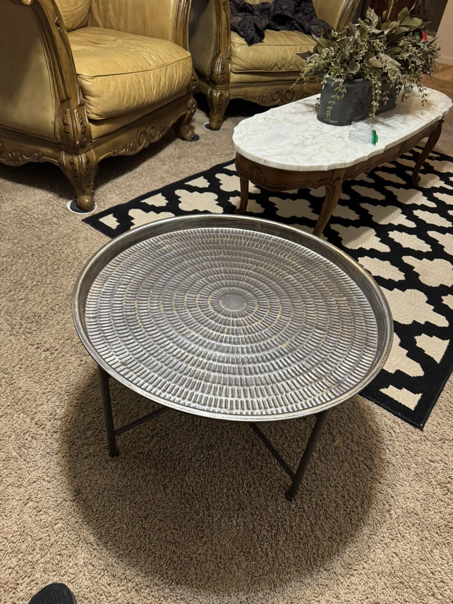 Kate and Laurel hammered metal coffee table