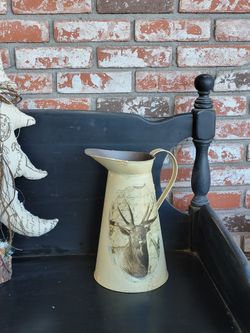 Christmas Woodland Farmhouse French County Reindeer Pitcher