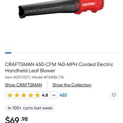CRAFTSMAN 450-CFM 140-MPH Corded Electric Handheld Leaf Blower