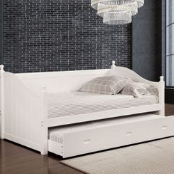 Brand New White Twin Size Daybed With Twin Size Trundle Bed