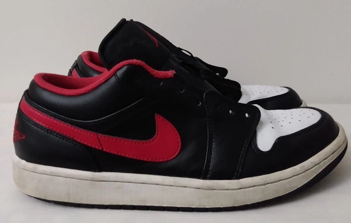 MENS JORDAN 1 LOW WHITE TOE BLACK RED SHOES SIZE 9 553558-063 2022
