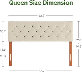 Queen Upholstered Headboard Only for Bed Frame from 49”-62”, Adjustable Height Queen Headboards with Sturdy