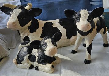 Vintage 1987 Scioto Ceramic Holstein Cow Family Set