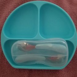 Silicone Suction Dishware w/Toddler Untensil