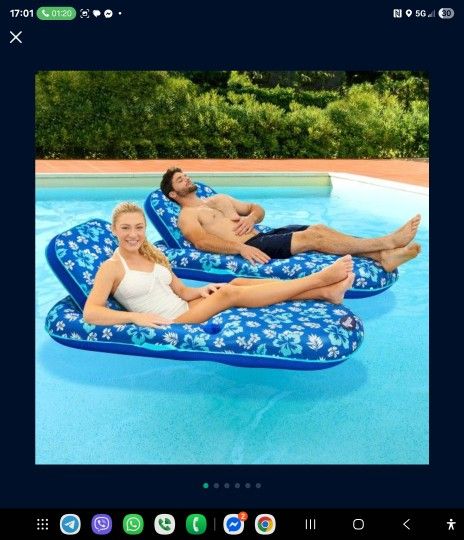 2-pack Aqua Luxury Inflatable Pool Recliner 2 in 1 Convertible Lounger Recliner and Luxurious Inflatable Pool Float with Beverage Caddy in Multi Flora