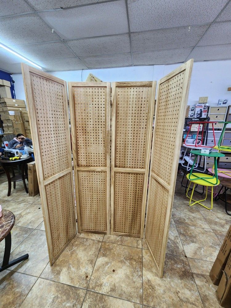 4 panels Pegboard wood room dividers (64"W×67"H)