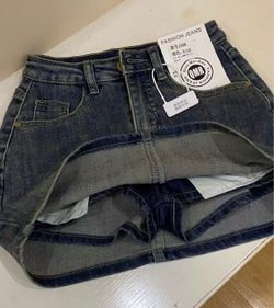 Brand new jeans skorts (shirt with shorts) size 4 very stretch fabric comfortable