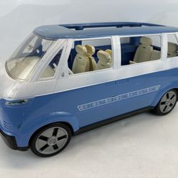 2002 Mattel Barbie VW Volkswagen Microbus Bus Mini Van BLUE Missing Wheel