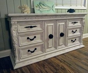 Chalk painted dresser and mirror