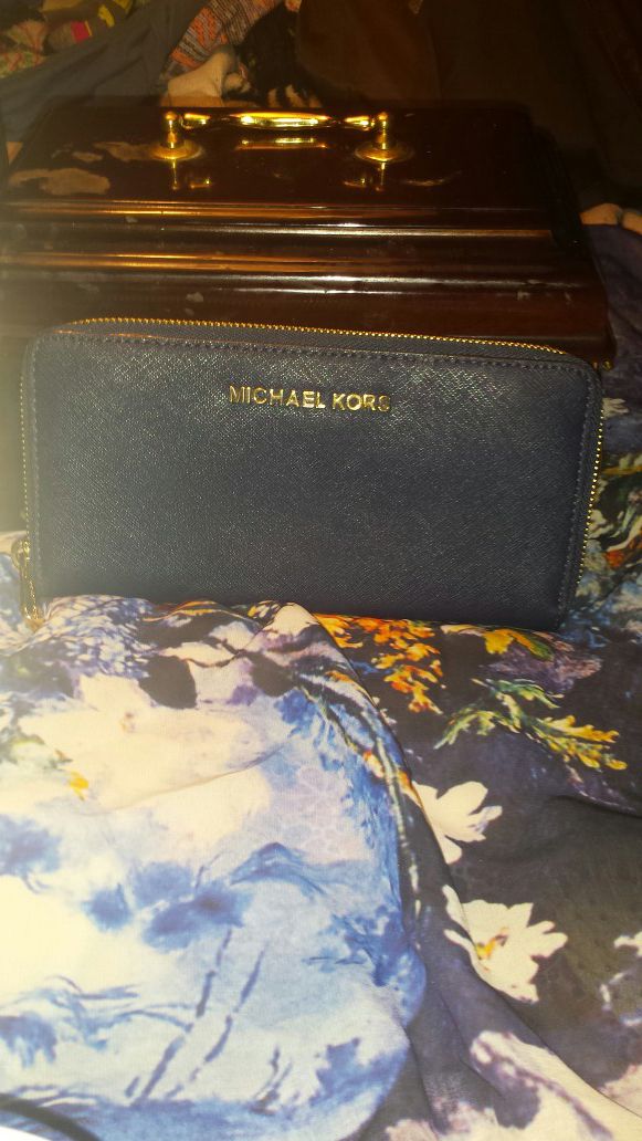 Michael Kors Navy Blue Leather Wallet