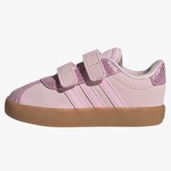 Adidas VL Court 3.0 Little Girls Kids Shoes, Size 7K Children’s Toddlers Sneakers with Hook & Loop Straps, Clear Pink/Gum Color, MSRP $45 *BRAND NEW*