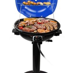 Electric BBQ Grill Techwood 15-Serving Indoor/Outdoor Electric Grill for Indoor & Outdoor Use, Double Layer Design, Portable Removable Stand Grill