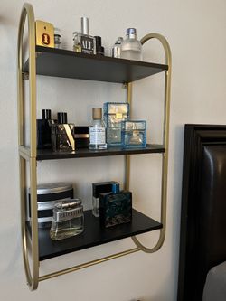 3 Tier Black/Gold Floating Shelves