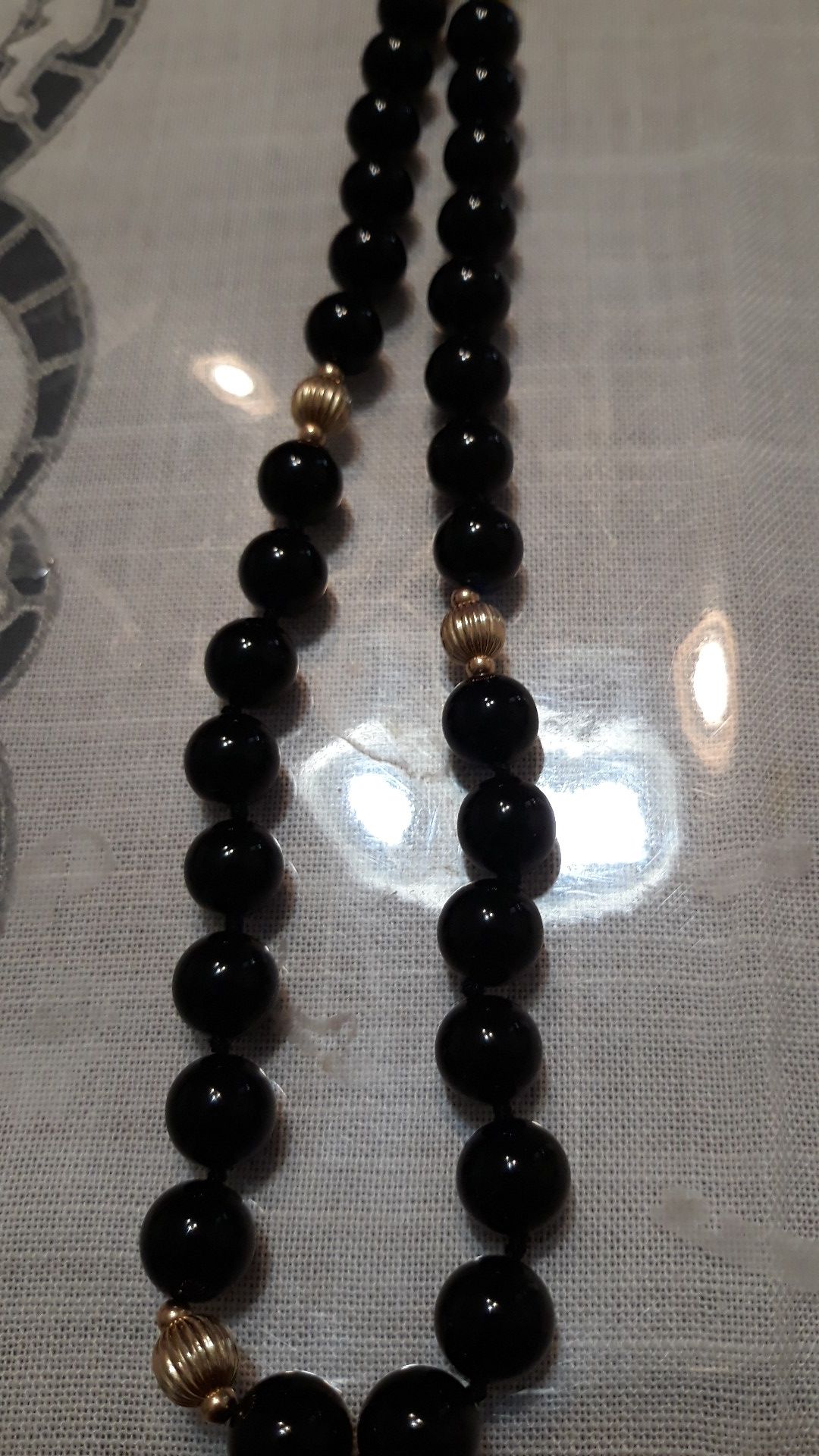 17 inch black n 14k necklace
