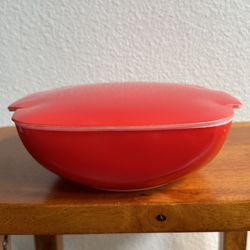 Vintage Pyrex 515-B 515-C Red 1 1/2 Q Hostess Casserole Square Bowl Antique Milk Glass Retro