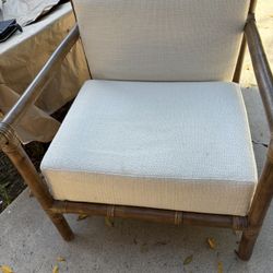 Bamboo Arm Rest Chair With Ottoman No Rips No Stains 