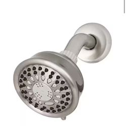 Waterpik 5-Spray 3.8 in. Single Wall Mount Low Flow Fixed Shower Head in Brushed Nickel @E3-21