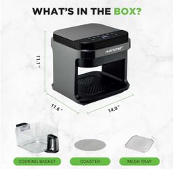 Nutrichef 5.8 Quart Air Fryer | 8-1 Preset Cook Modes | Transparent Fry Bowl for Best Cooking Results | Cook Shrimp, Steak, Fries, Wings, Chicken & Mo