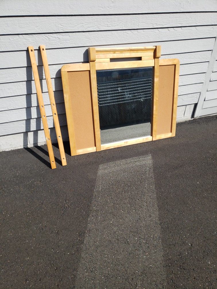 Mirror With Corkboard On The Side For Notes