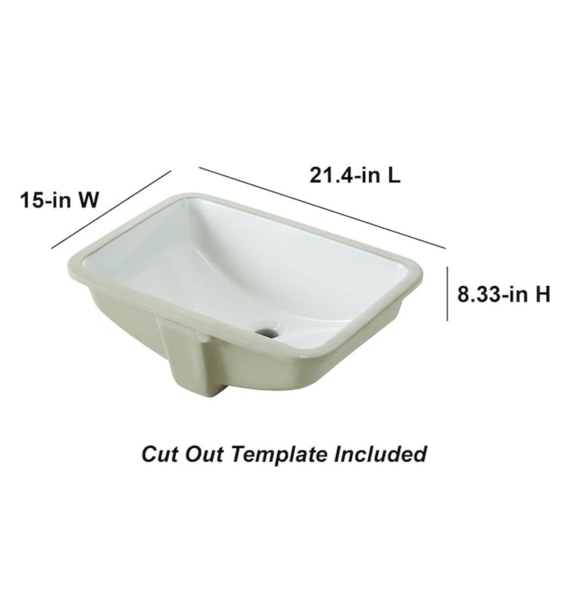 allen + roth Vitreous China Undermount Rectangular Modern White Bathroom Sink (21.4-in × 15-in)
