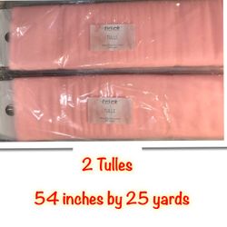 2 Tulle Pink 54 inches by 25 yards each package Please send me message if you like to order more than 2 packages. Thank you